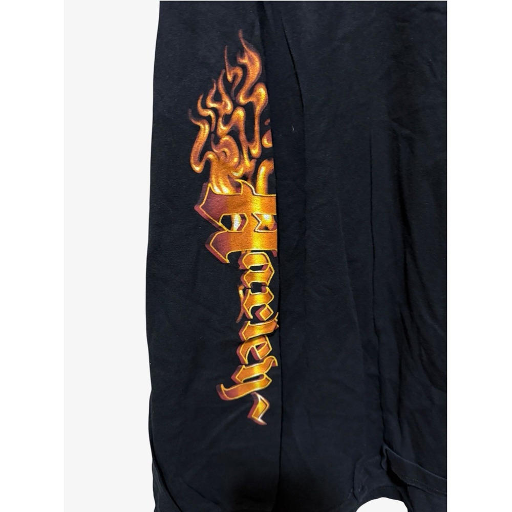 Y2K Vintage Harley Davidson Flame Script Long Sleeve Pocket Shirt Black 4X - Picture 3 of 13